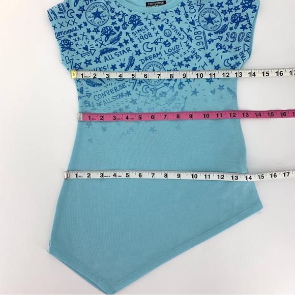 Converse All-Star Girls' Cap Sleeve Asymmetrical Pointed Hem Tee, Medium (10-12) - Picture 10 of 14